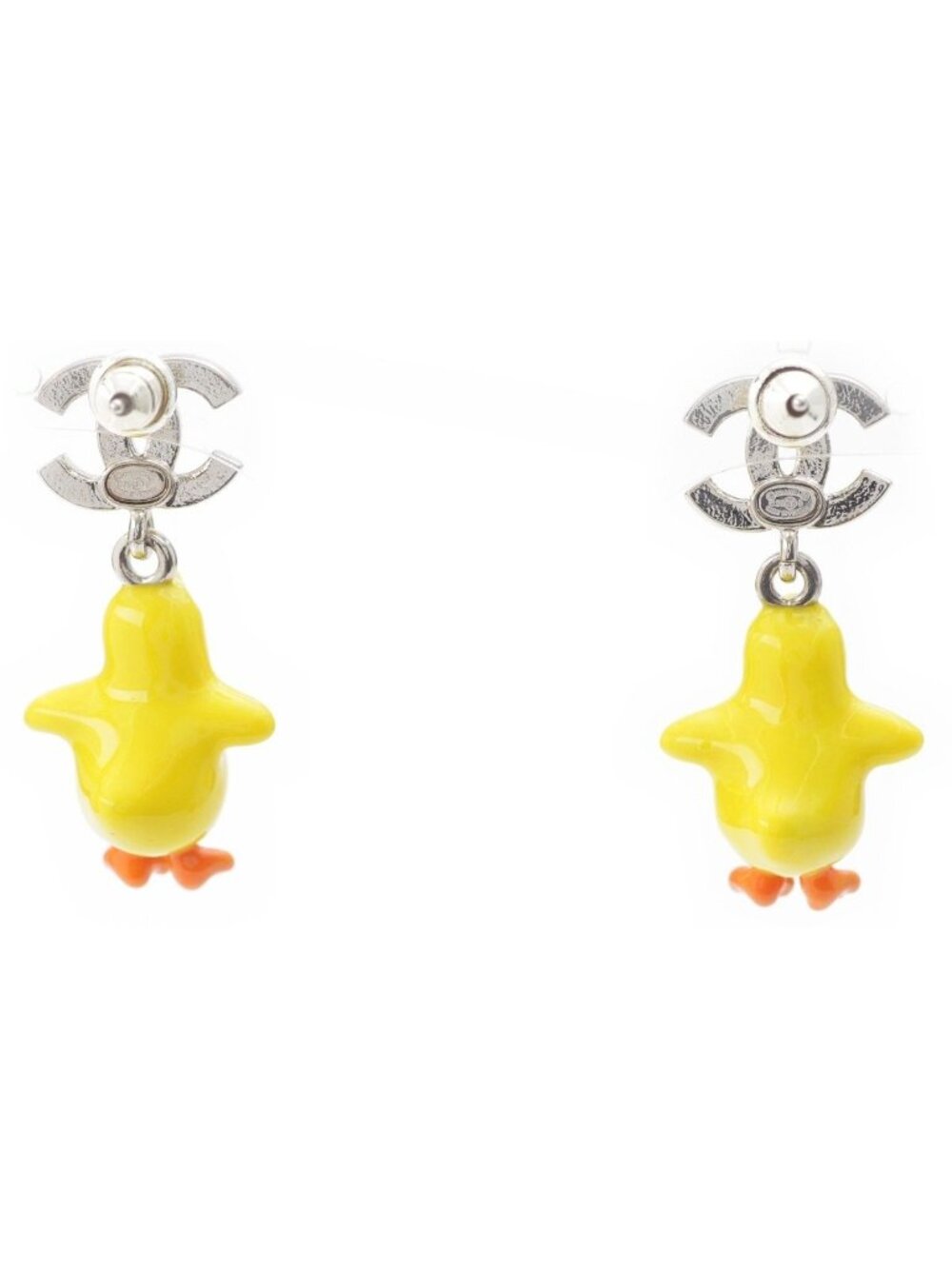 Chanel Chick CC Logo Earrings Yellow - Picture 2 of 10